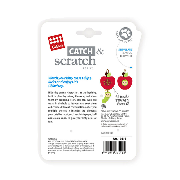 7416 Catch&Scratch Tırtıl + Elma Kedi Oyuncağı