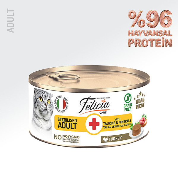 Felicia 85 Gr Hindili Ezme Kısırlaştırılmış Kedi Konserve Maması 24 Adet