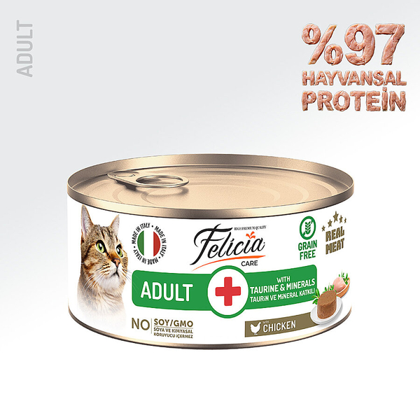 Felicia 85 gr Tavuklu Ezme Yetişkin Kedi Konserve Maması 24 Adet