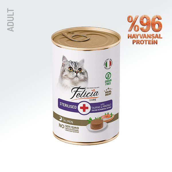 Felicia Kısır Tahılsız Somonlu Kedi Konserve 400g - 12 Adet