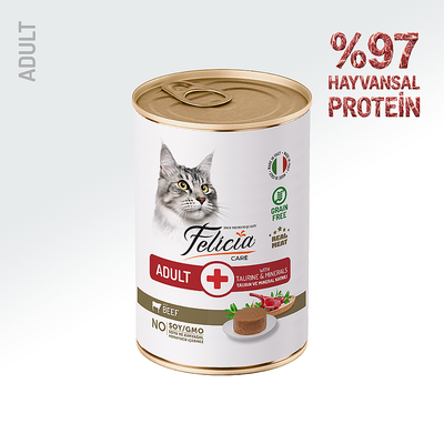 Felicia - Felicia Yetişkin Tahılsız Biftekli Kedi Konserve 400g - 12 Adet