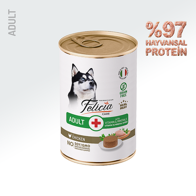 Felicia - Felicia Yetişkin Tahılsız Tavuklu Köpek Konserve 400g - 12 Adet