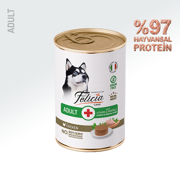 Felicia Yetişkin Tahılsız Tavuklu Köpek Konserve 400g - 12 Adet