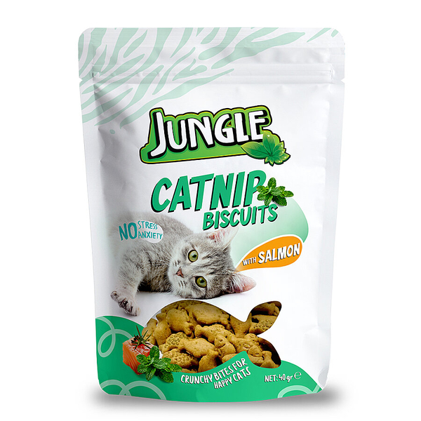 Jungle Somonlu Catnipli Kedi Bisküvisi 40 gr - 10 Adet