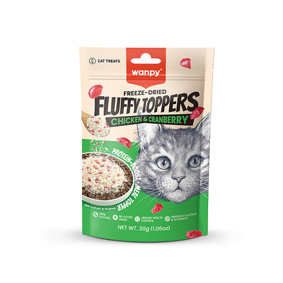 Wanpy - Wanpy Dondurularak Kurutulmuş Fluffy Toppers - Tavuk & Kızılcık - 30g