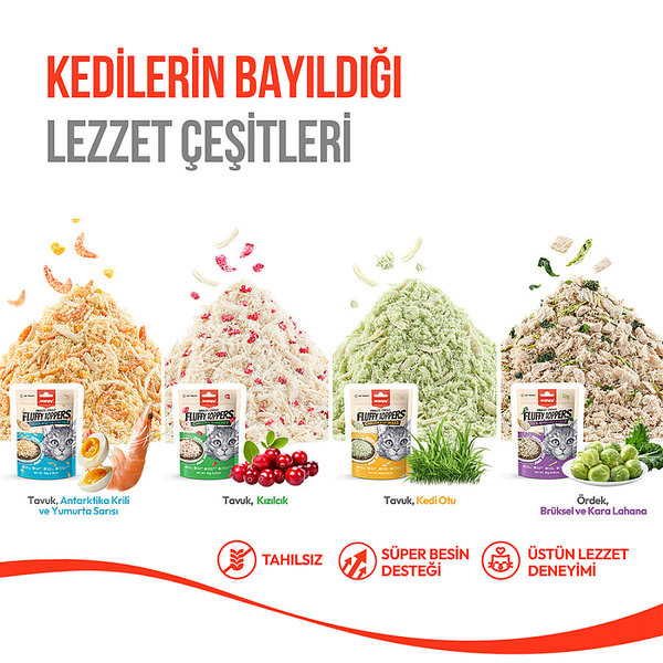 Wanpy Dondurularak Kurutulmuş Fluffy Toppers - Tavuk & Kızılcık - 30g