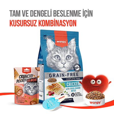 Wanpy Kedi Crunch Ödül Somon & Havyar 60g - 10'lu - Thumbnail