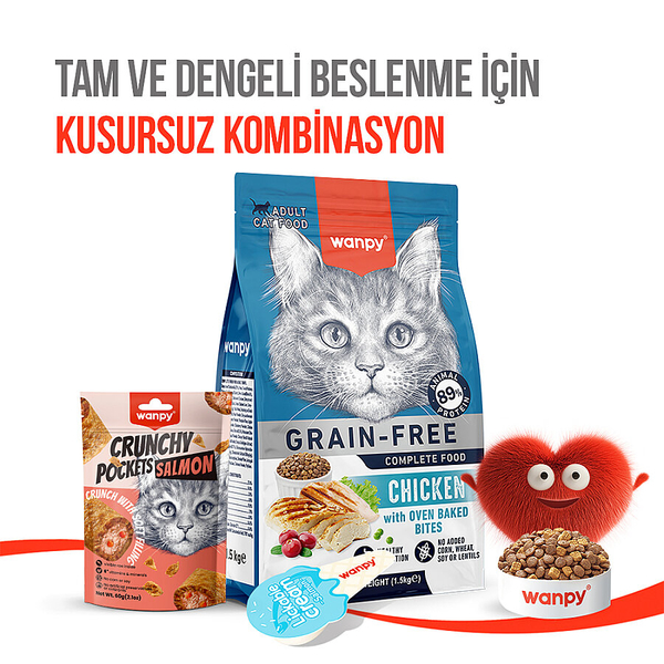 Wanpy Kedi Crunch Ödül Somon & Havyar 60g - 10'lu