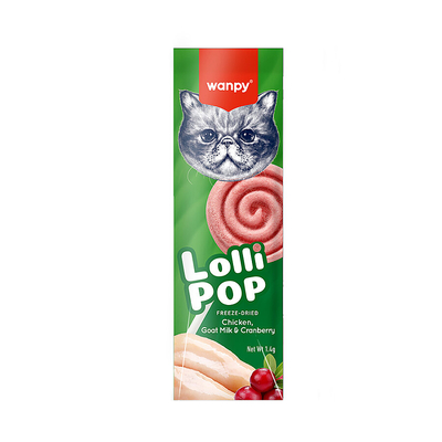 Wanpy - Wanpy Kediler İçin Dondurularak Kurutulmuş Lolipop - Kızılcık - 1.4 g*10'lu