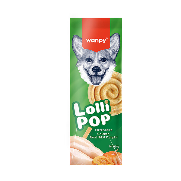 Wanpy Köpekler İçin Dondurularak Kurutulmuş Lolipop - Balkabaklı - 6 g*10'lu