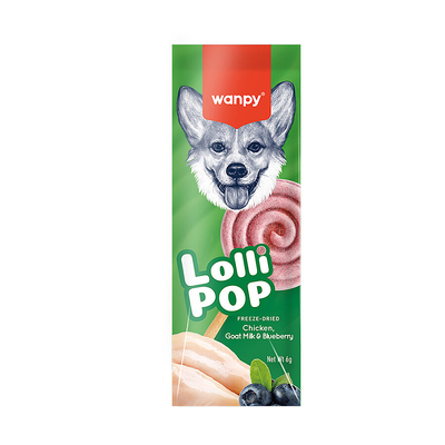 Wanpy - Wanpy Köpekler İçin Dondurularak Kurutulmuş Lolipop - Yaban Mersinli - 6 g*10'lu