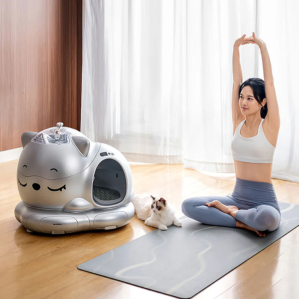 WooHuloo Pro Otomatik Kedi Tuvaleti Cool Silver