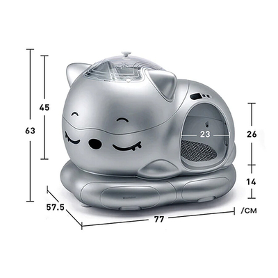 WooHuloo Pro Otomatik Kedi Tuvaleti Cool Silver - Thumbnail