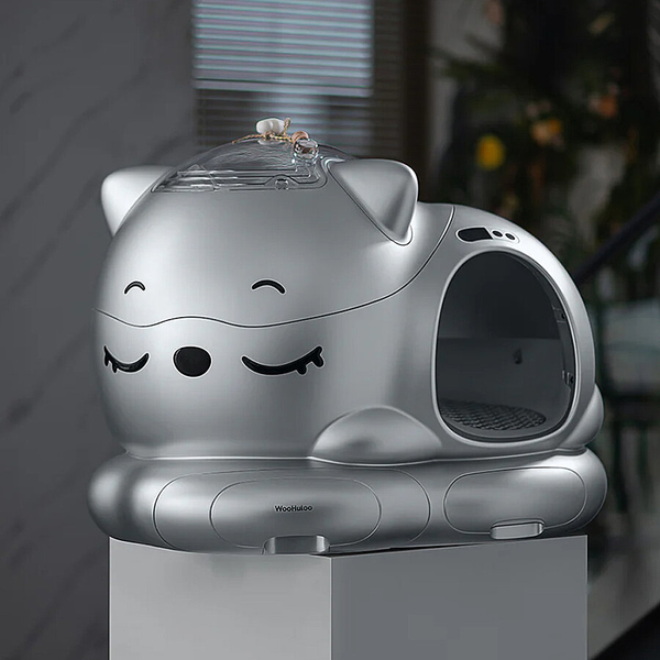 WooHuloo Pro Otomatik Kedi Tuvaleti Cool Silver