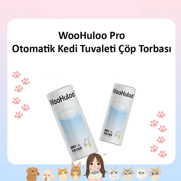 WooHuloo Pro Otomatik Kedi Tuvaleti Çöp Torbası 20 Adet