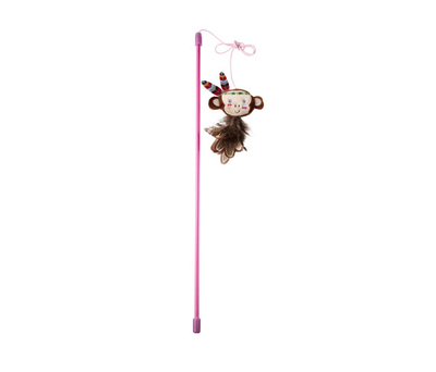 GiGwi - 7245 Peluş Tüylü Maymun Oyuncaklı Kedi Oltası