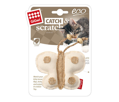 7286 Catnipli Kelebek Natural Kumaşlı Kedi Oyuncag - Thumbnail