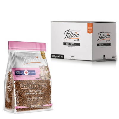 Felicia - Felicia 12x1 Kg Kolajenli Kuzulu Az Tahıllı Yavru Kedi Maması HypoAllergenic Kedi Maması
