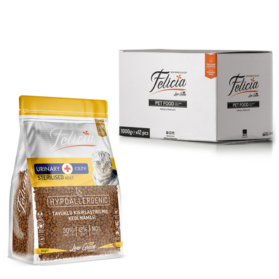 Felicia - Felicia 12x1 Kg Kolajenli Tavuklu Az Tahıllı Kısırlaştırılmış Kedi Maması HypoAllergenic Kedi Maması