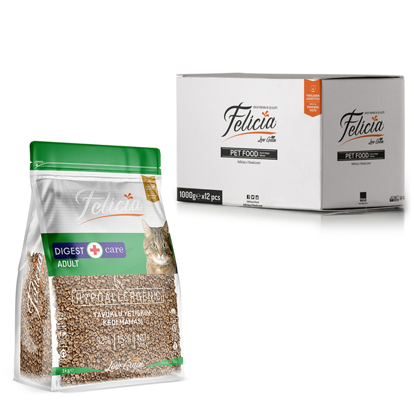 Felicia 12x1 Kg Kolajenli Tavuklu Az Tahıllı Yetişkin Kedi Maması HypoAllergenic Kedi Maması