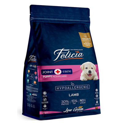 Felicia - Felicia 3 Kg Kuzulu Az Tahıllı M/Large Yavru Köpek Maması Breed HypoAllergenic Köpek Maması