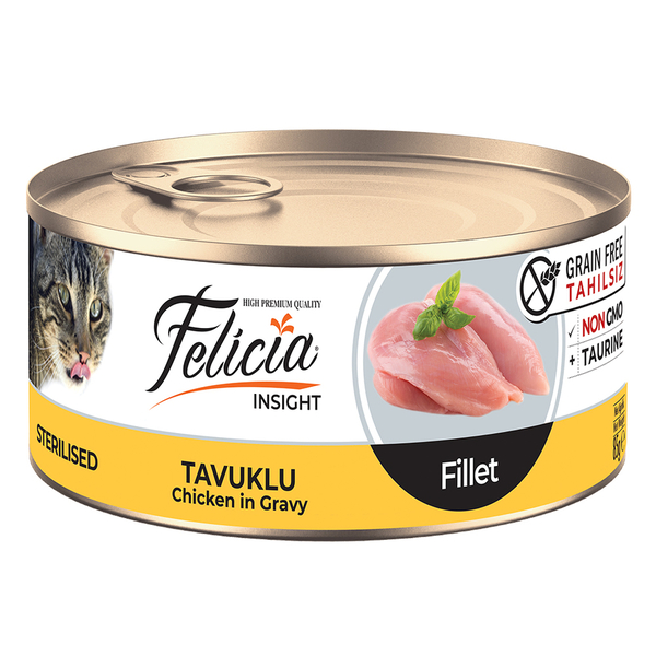 Felicia Tahılsız 85 gr Konserve Sterilised-Tavuklu Fileto Yaş Kedi Maması 24 Adet