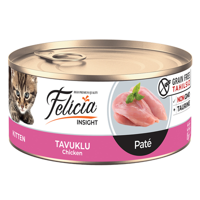 Felicia - Felicia Tahılsız 85 gr Konserve Yavru-Tavuklu Kıyılmış Yaş Kedi Maması 24 Adet