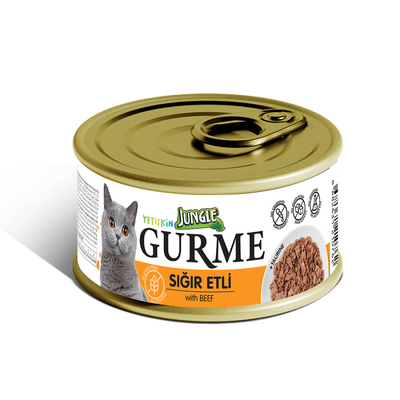 Jungle - Jungle Gurme 85 g Yetişkin Sığır Etli Kedi Konservesi 12 Adet