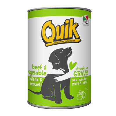 Quik Köpek 415 gr Biftek-Sebze Konserve 24 Adet - Thumbnail