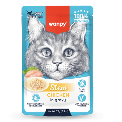 Wanpy - Wanpy 70g Pouch Tavuklu Yaş Kedi Maması 10 Adet.