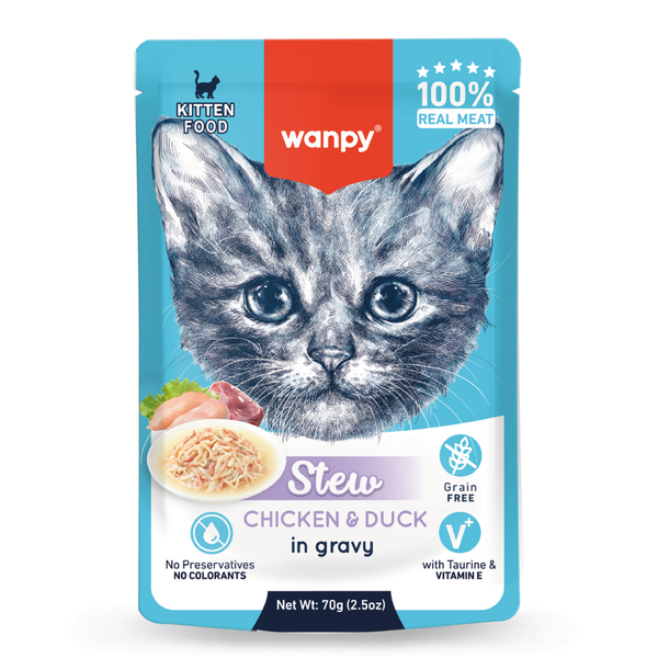 Wanpy 70g Pouch Tavuk&Ördek Yaş Kedi Maması 10 Adet.
