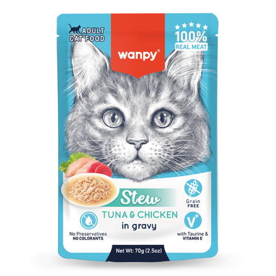 Wanpy - Wanpy 70g Pouch Ton Balık&Tavuklu Yaş Kedi Maması 10 Adet.