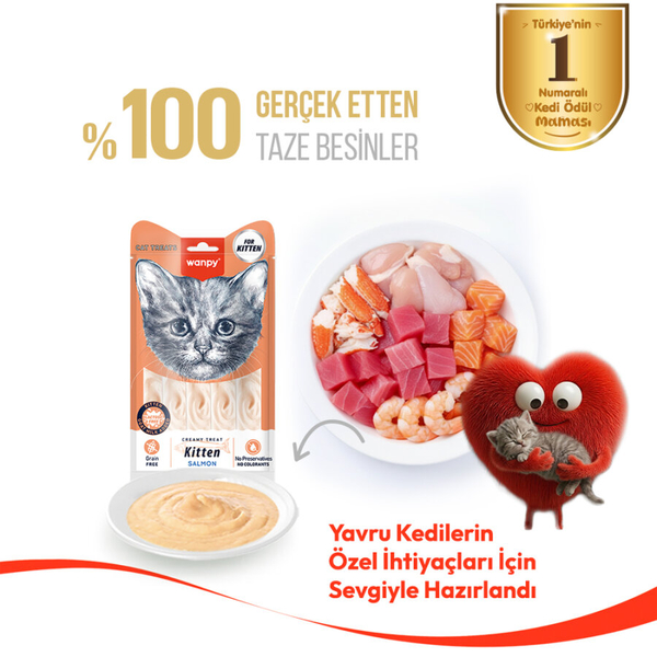 Wanpy Somonlu 12'li - Yavru Kedi Krema Ödülü 5x14 g