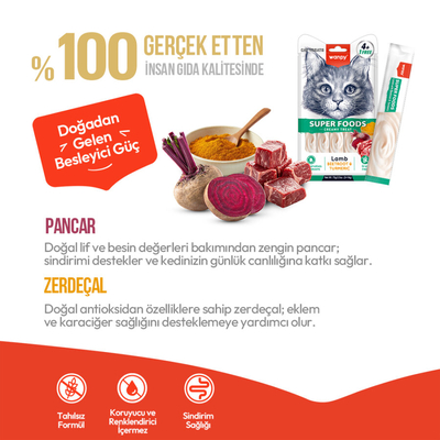 Wanpy Superfood Kuzulu, Pancar & Zerdeçallı 12’li – Krema Kedi Ödülü 5×14 g - Thumbnail