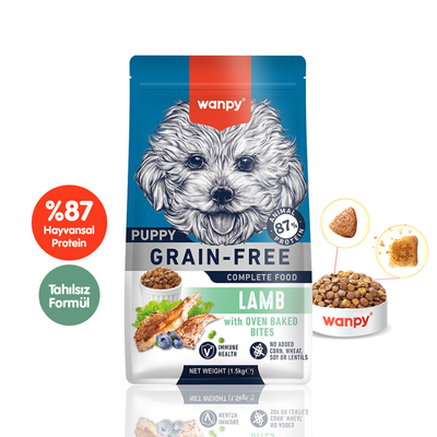 Wanpy - Wanpy Tahılsız Kuzulu Yavru Köpek Maması 1,5 kg