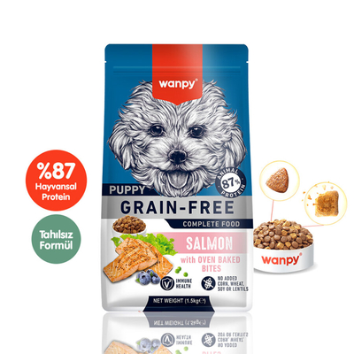 Wanpy - Wanpy Tahılsız Somonlu Yavru Köpek Maması 1,5 kg