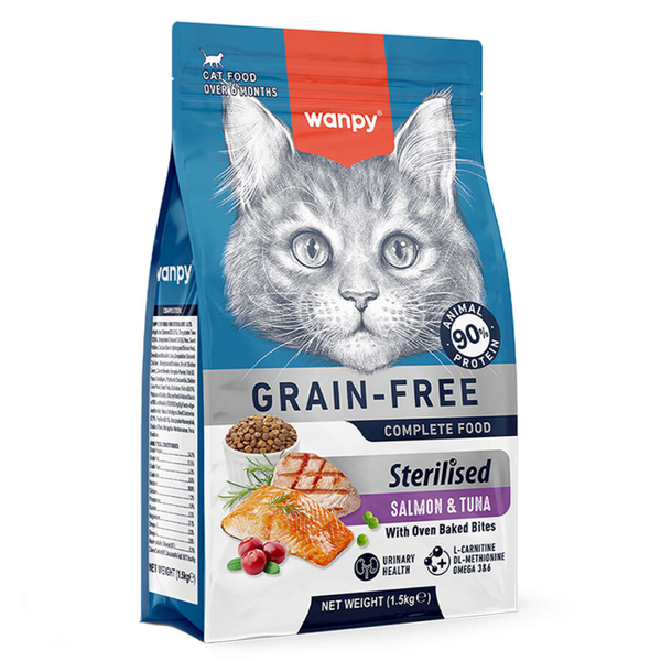 Wanpy Tahılsız Somon&Tuna Kısırlaştırılmış Kedi Maması 1,5 kg