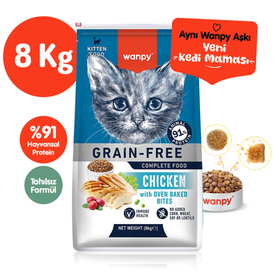 Wanpy - Wanpy Tahılsız Tavuklu Yavru Kedi Maması 8 kg