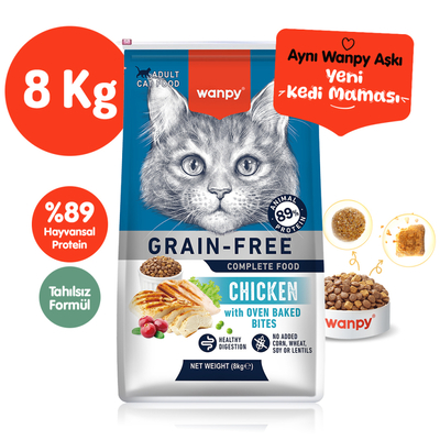 Wanpy - Wanpy Tahılsız Tavuklu Yetişkin Kedi Maması 8 kg