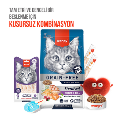 Wanpy Ton Balıklı & Kızılcıklı 12’li – Kısırlaştırılmış Kedi Krema Ödülü 5×14 g - Thumbnail
